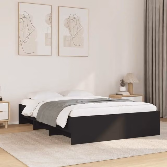 Giroletto-Struttura Letto Nero 140x190 cm in Legno Multistrato 780985