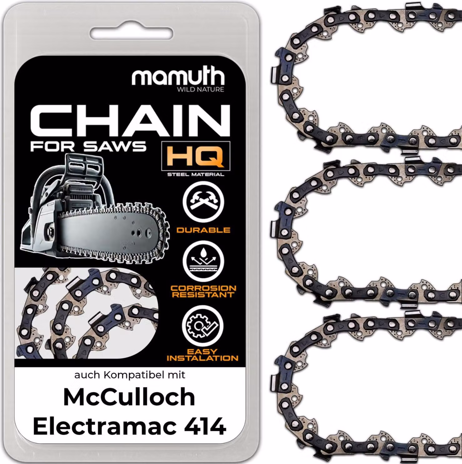 3 catene per motosega 30 cm 1,3 mm 3/8" 45 TG per McCulloch Electramac 414