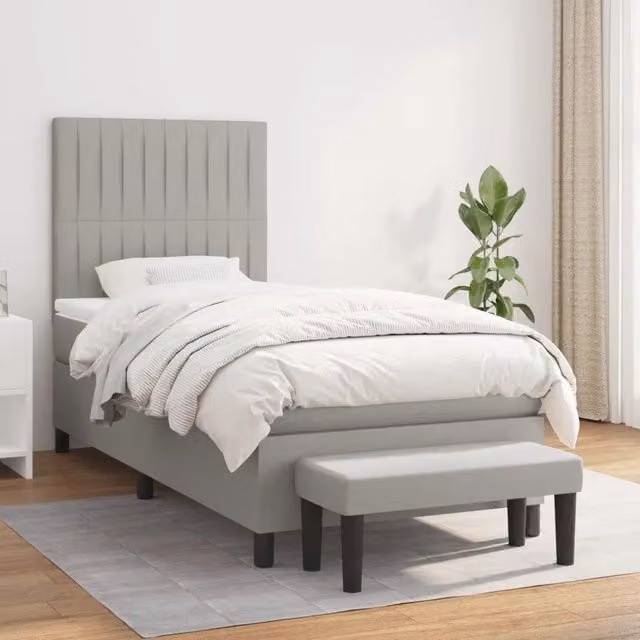 Letto Ibrido con Giroletto a Molle e Materasso vidaXL, Grigio e Bianco, L/P/H: 190 x 90 x 31 cm – 1