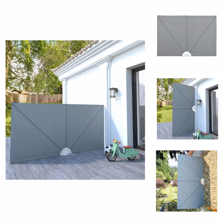vidaXL Ventilatore laterale pieghevole grigio 300×150 cm - Ombrelloni e tende da sole