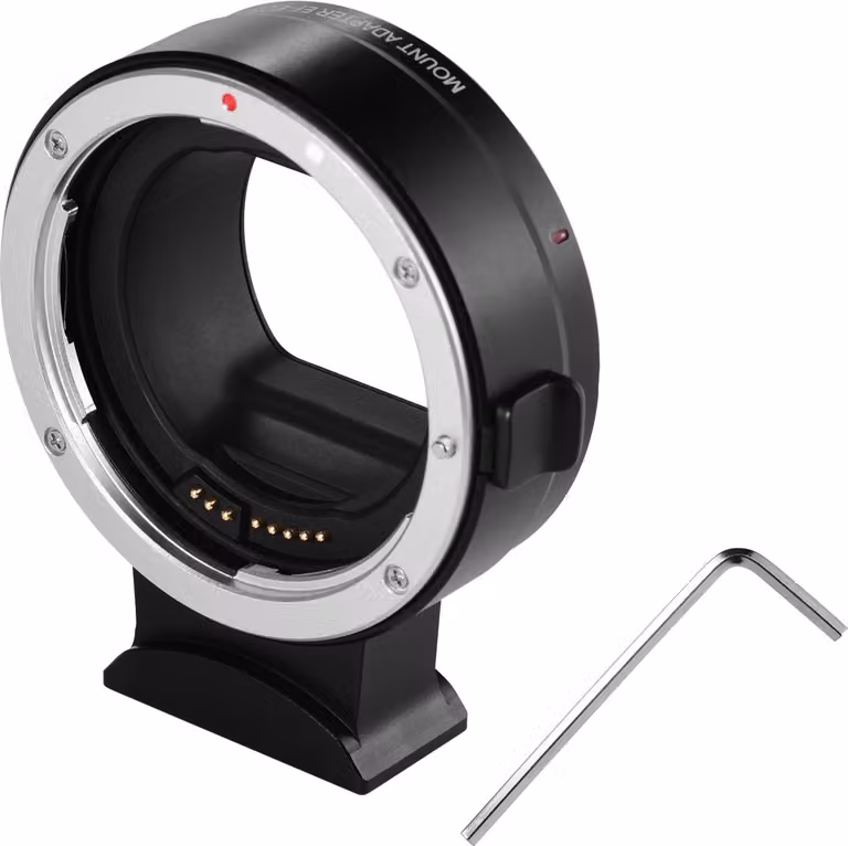 L'adattatore per l'innesto dell'obiettivo supporta la funzione di messa a fuoco automatica, anello filettato da 1/4 di pollice per fotocamere con innesto RF