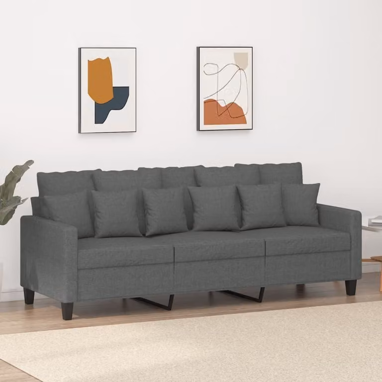 Maison Exclusive - Divano a 3 posti grigio scuro 180 cm tessuto