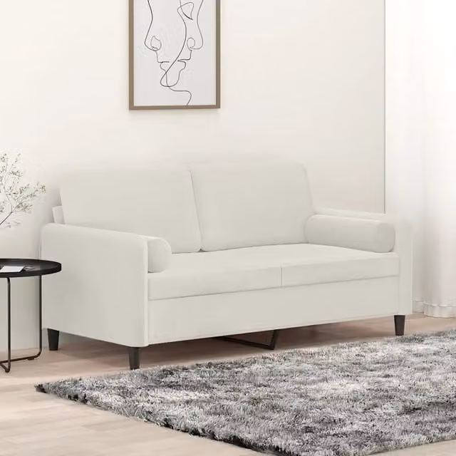 Divano a 2 posti moderno vidaXL in velluto beige con cuscini inclusi e coperture rimovibili