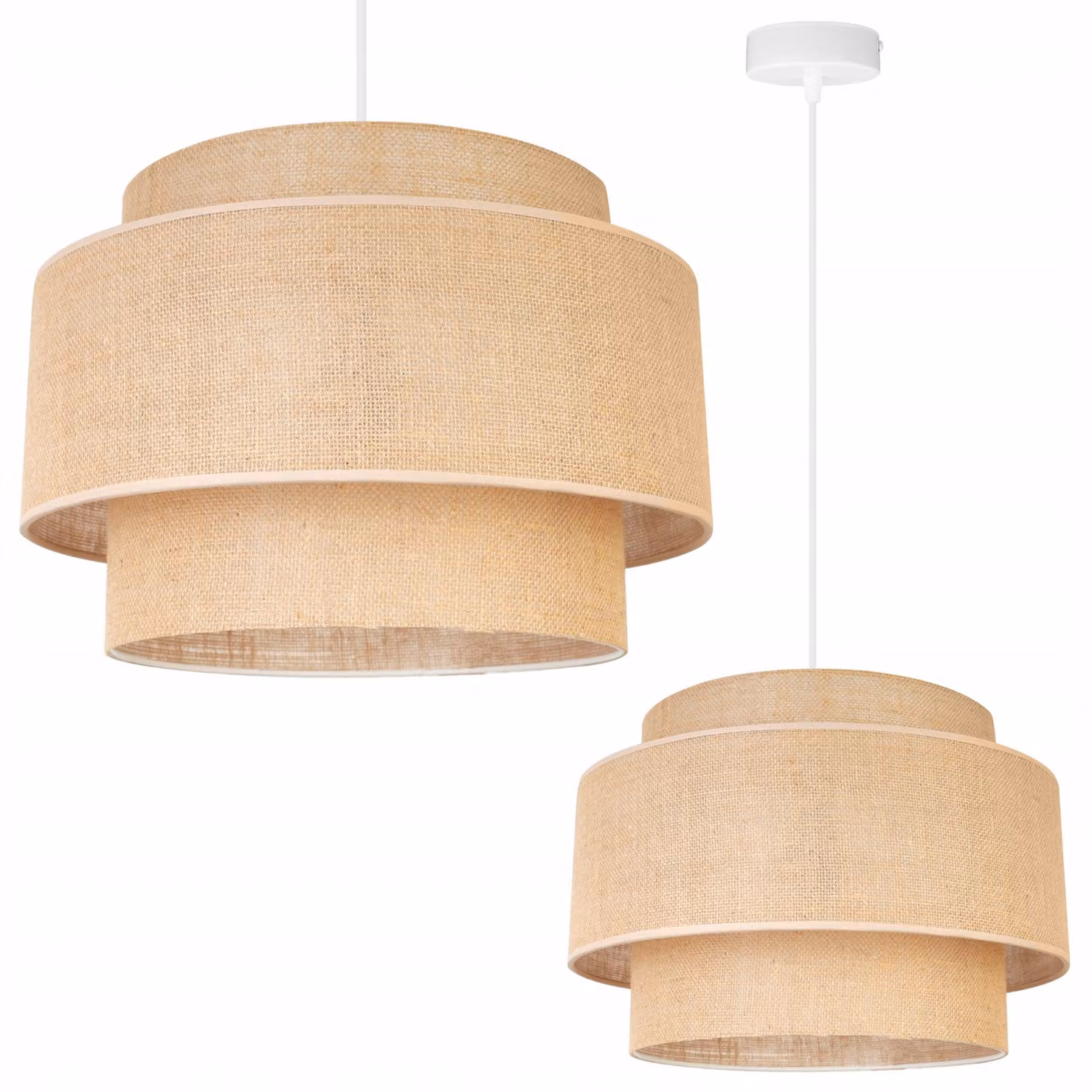Lampada a sospensione, lampadario da soffitto, paralume, Boho Juta