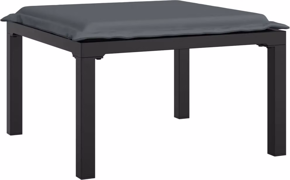 Poggiapiedi da Giardino con Cuscino in Polyrattan Nero e Grigio