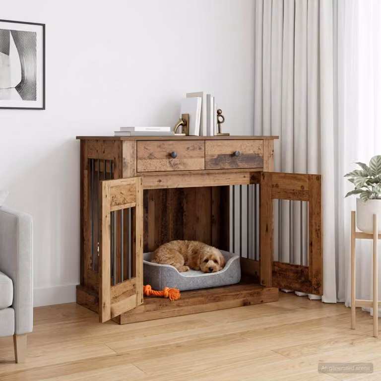 Mobile da cassa per cani vidaXL in legno color marrone L 90 cm, P 47,5 cm, H 80 cm