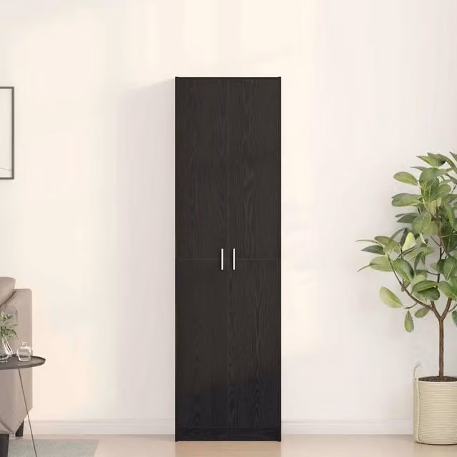 Guardaroba moderno vidaXL in legno MDF color rovere nero con ante a battente e ripiani interni L/P/H: 55 x 25 x 189 cm