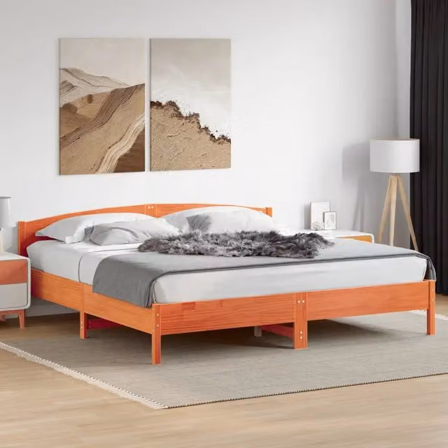 Giroletto senza Materasso Marrone Cera 180x200 cm Legno di Pino 3216193