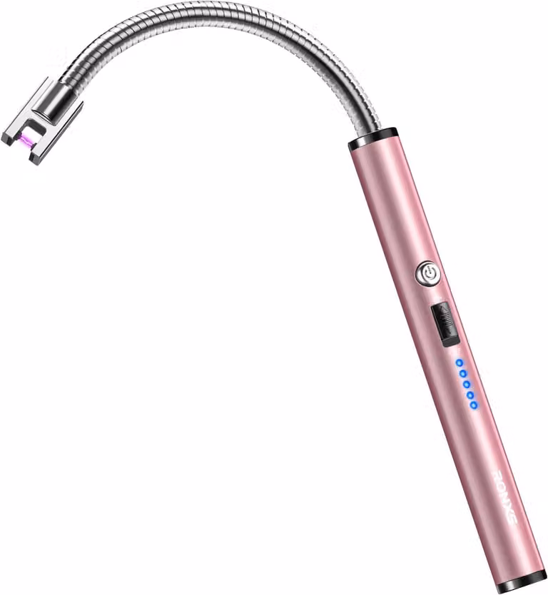 Accendino a stantuffo, accendino elettrico con collo lungo, dotato di sistema di sicurezza, accessori per candele, modello ricaricabile di tipo C, accendino a plasma per cucina, fornello