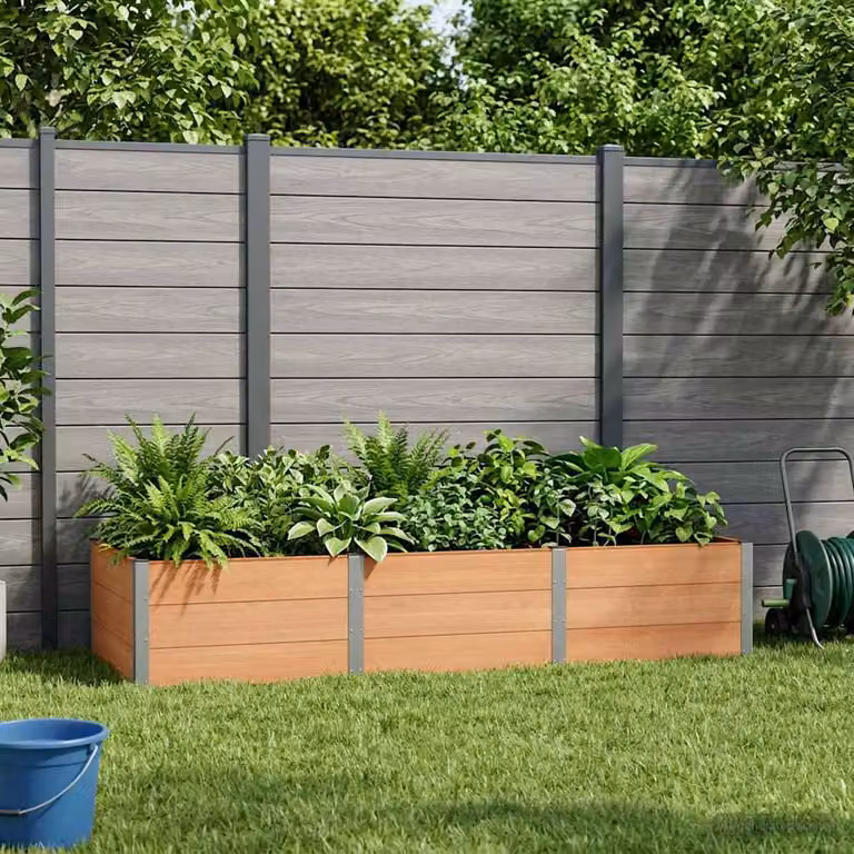 Letto rialzato da giardino vidaXL in WPC e alluminio, Marrone, L: 300 cm, P: 100 cm, H: 54 cm