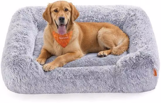 Materasso gonfiabile per cani con morbida imbottitura, 106 x 75 x 20 cm, base per cuccia, accessorio per cani, con bordi rialzati, comoda seduta per cani, dotato di funzione antiscivolo e di una fodera facilmente rimovibile e lavabile in lavatrice, colore