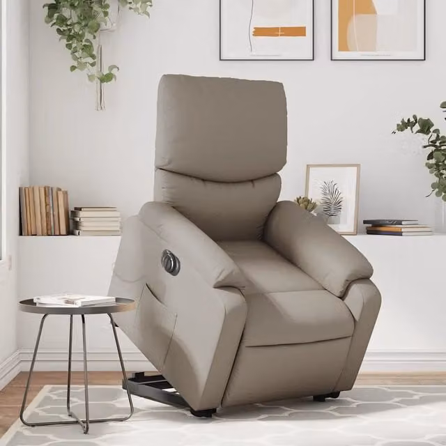 Poltrona Alzapersona con Massaggio Elettrico vidaXL in Similpelle Beige per Anziani