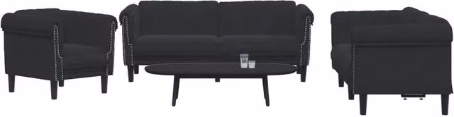 Set di Divani 3 pz Nero in Velluto 3209214