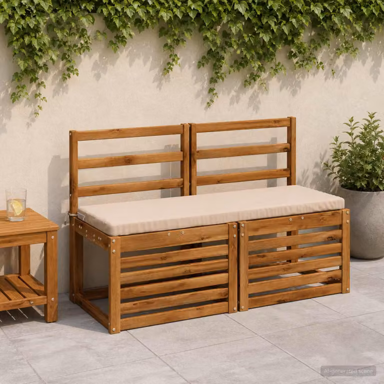 Set di 2 cuscini per panchina vidaXL in poliestere beige, forma rettangolare L: 120 cm, P: 40 cm, H: 40 cm