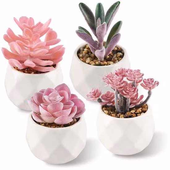 Piante decorative in Vetroceramica, 4 pezzi, rosa, decorazione