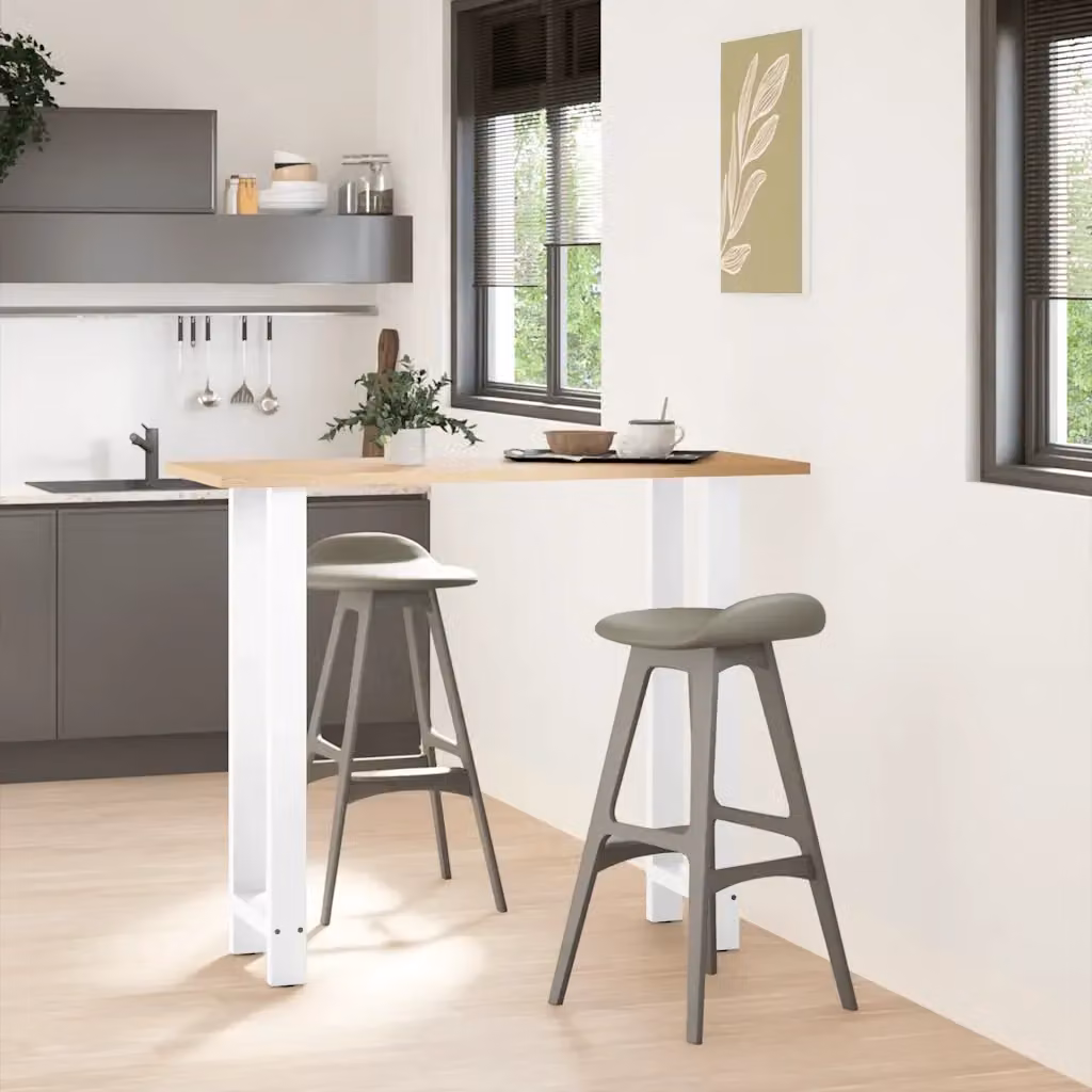 Coppia di gambe per tavolo da bar bianche in metallo con altezza regolabile, design moderno, L/P/H: 50 x 40 x 111 cm