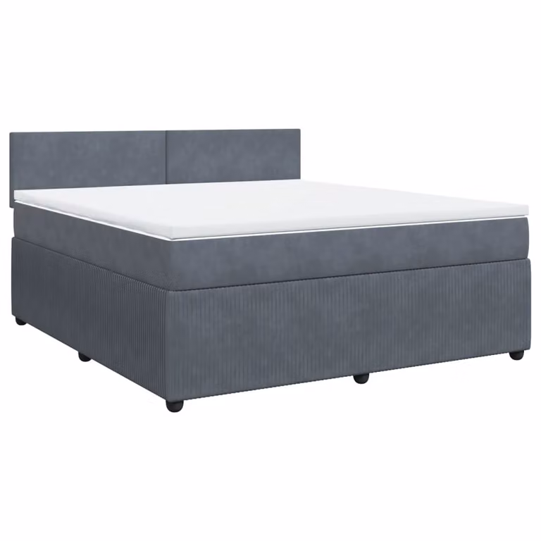 Giroletto a Molle con Materasso Grigio Scuro 180x200 cm Velluto