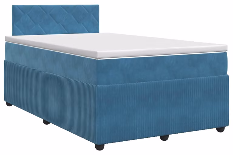 Letto a molle con materasso blu scuro 120 x 200 cm in velluto