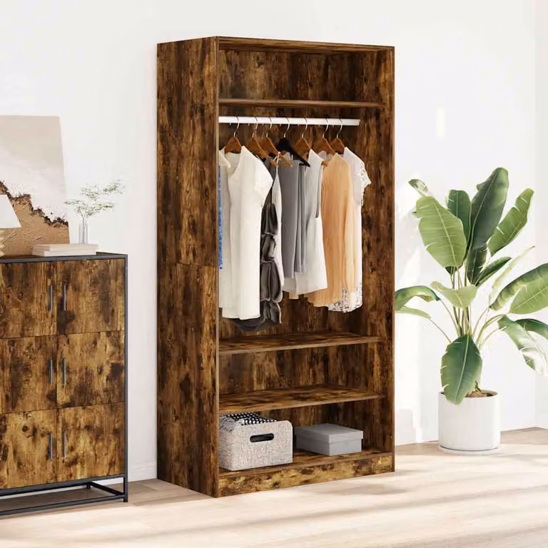Armadio con ante a battente vidaXL in legno rovere fumo marrone L: 100 cm, P: 50 cm, H: 200 cm