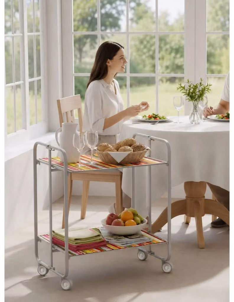 Carrello da cucina pieghevole DON HIERRO grigio con 2 ripiani e ruote, L/P/H: 72 x 43 x 66 cm – 2