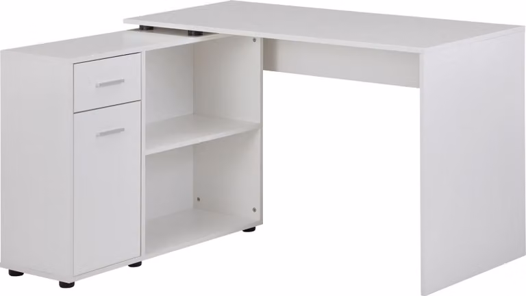 Scrivania ad angolo con ripiano bianco 120 x 75,5 x 106,5 cm | Wohnling