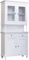 Credenza cristalliera napoletana in legno 2 ante Shabby chic bianco