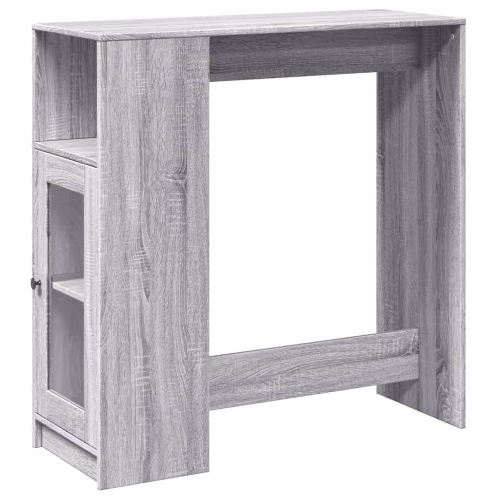 Tavolo Bar con Rastrelliera Grigio 101x40x103,5 cm Multistrato