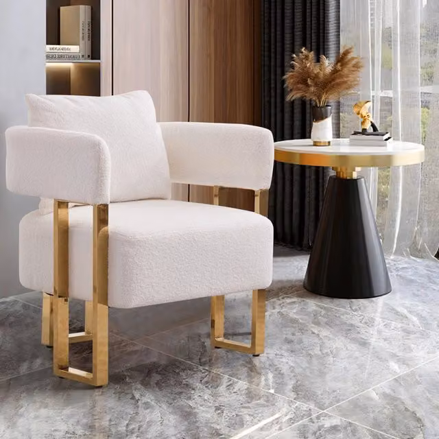 Poltrona Relax Monoposto REDOM in Velluto Bianco per Salotto, Camera da Letto, Ufficio o Balcone – 1