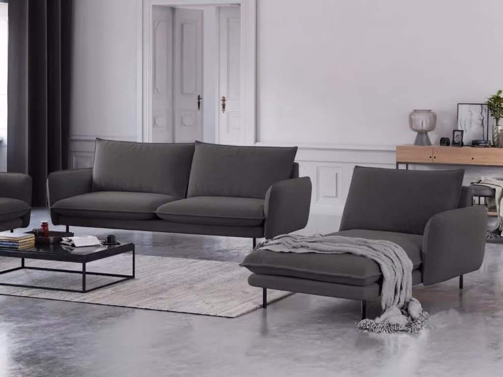 Chaise longue destra Vienna di Cosmopolitan Design in tessuto grigio scuro L: 170 cm, P: 110 cm, H: 95 cm – 2