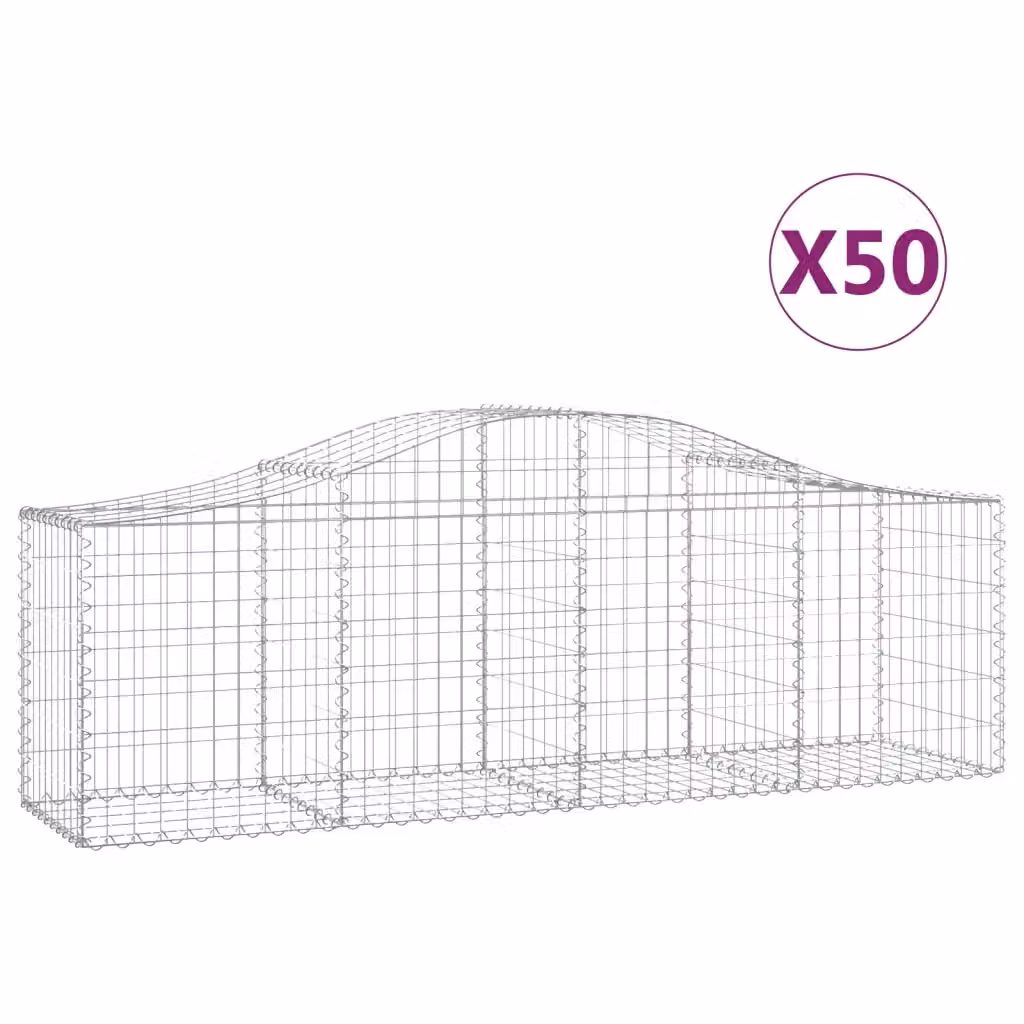 Set di 50 Cesti Gabbioni ad Arco Videx in Acciaio Zincato Argento L: 200 cm, P: 50 cm, H: 60/80 cm – 2