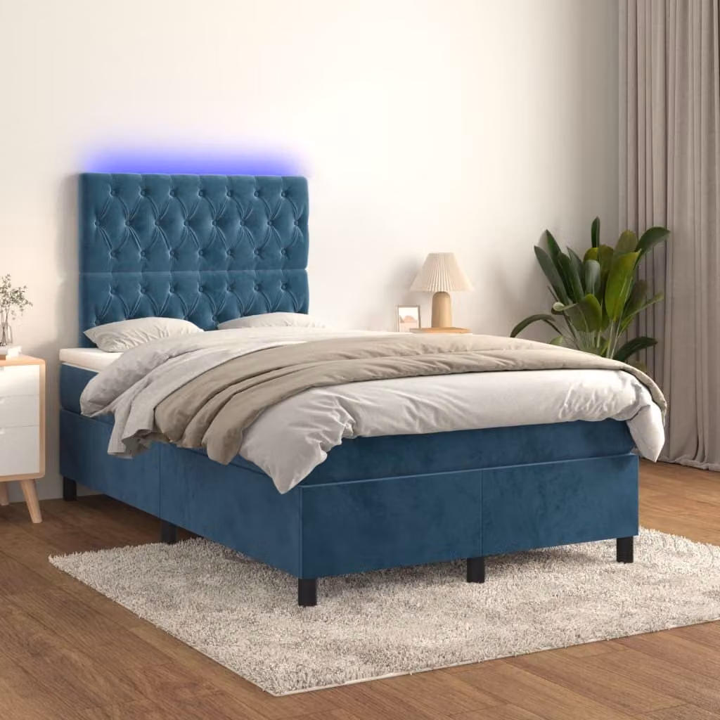 Maison Exclusive - Letto a Molle con Materasso e LED Blu Scuro 120x200cm
