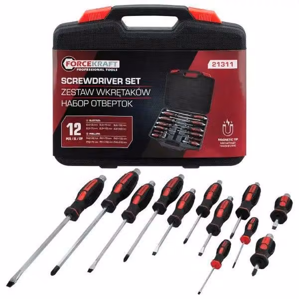 Set di cacciaviti o avvitatore a percussione da 12 pezzi (magnetico, a percussione) in valigetta