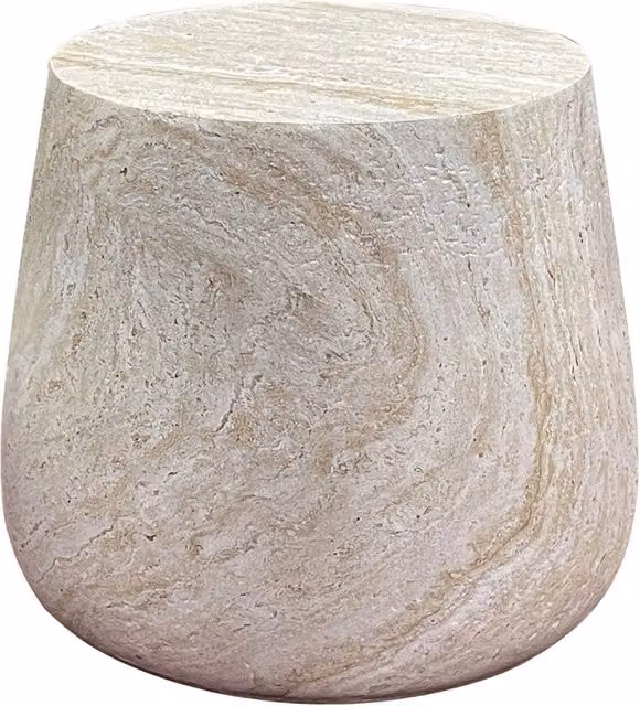 Vikasa Home Tavolino d'appoggio Bonn in fibroclay beige, forma rotonda, L/P/H: 47 x 41 x 10 cm – 1