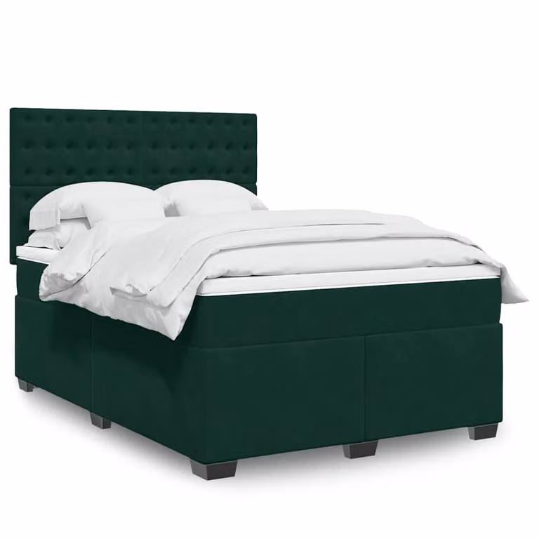 Giroletto a Molle con Materasso vidaXL in Velluto Verde Scuro L/P/H: 160 x 200 cm