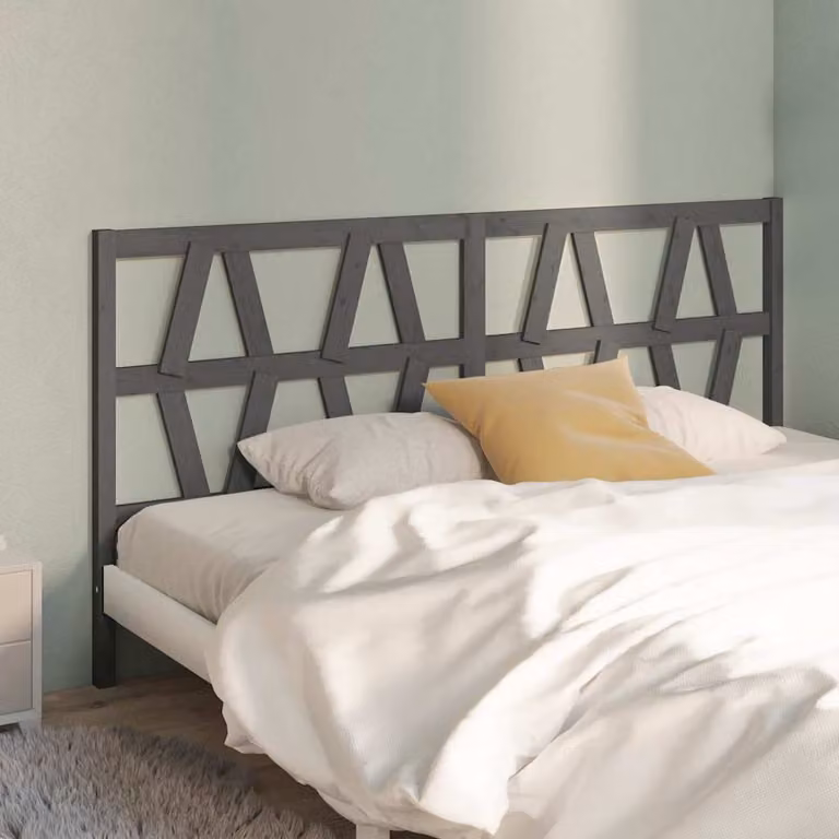 Testiera per letto moderna vidaXL in legno massello di pino grigia L: 206 cm, P: 4 cm, H: 100 cm