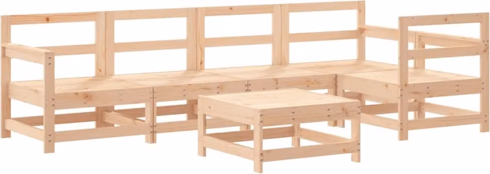 Set Salotto da Giardino 6 pz in Legno Massello di Pino