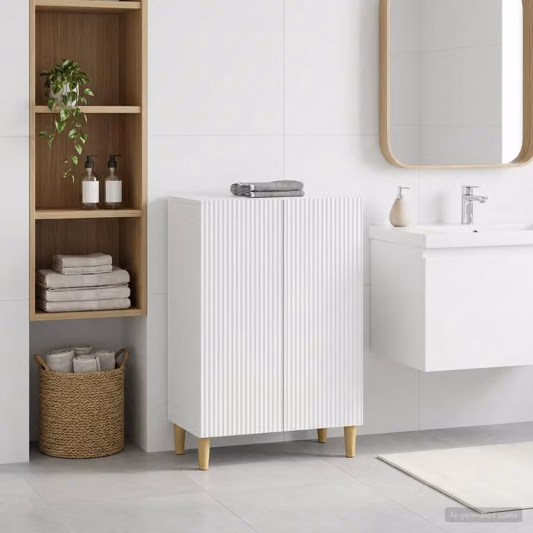 Mobiletto da bagno moderno vidaXL ARNHEM bianco L: 59,5 cm, P: 31 cm, H: 80 cm