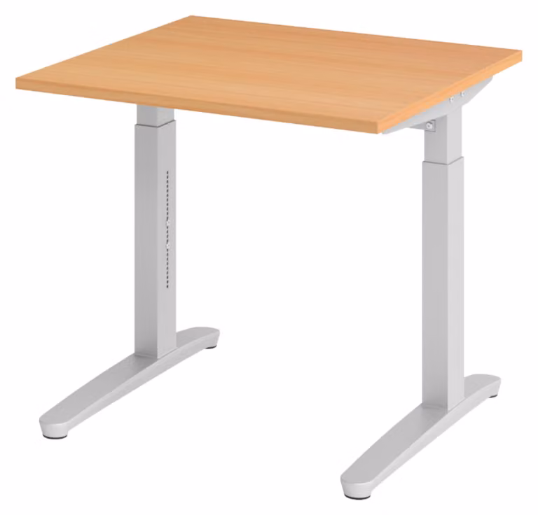 Scrivania bümö serie XB - Struttura: argento, finitura: faggio, dimensioni: 80 x 80 cm