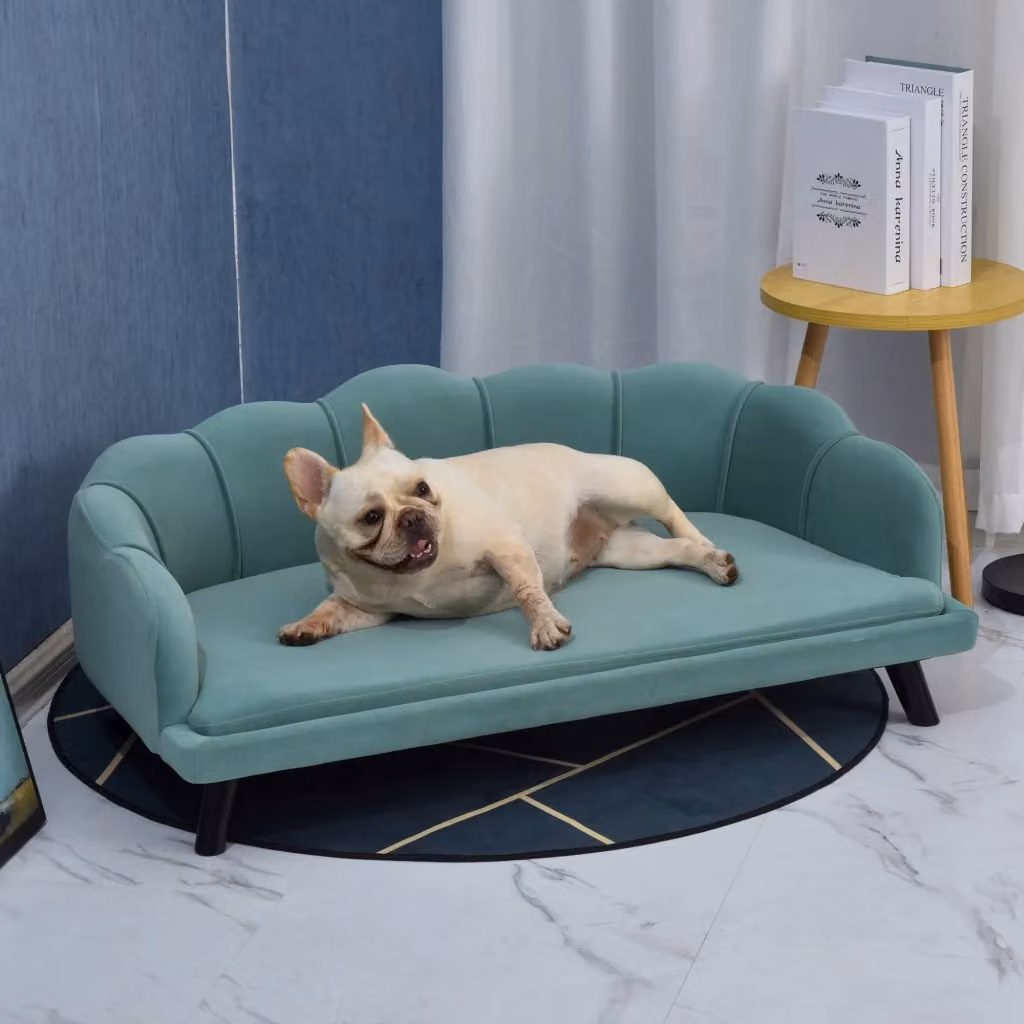 EasyComfort Divano per Cani con Rivestimento Sfoderabile in Tessuto Verde e Struttura in Legno di Betulla L: 60,5 cm, P: 60,5 cm, H: 35,5 cm – 2