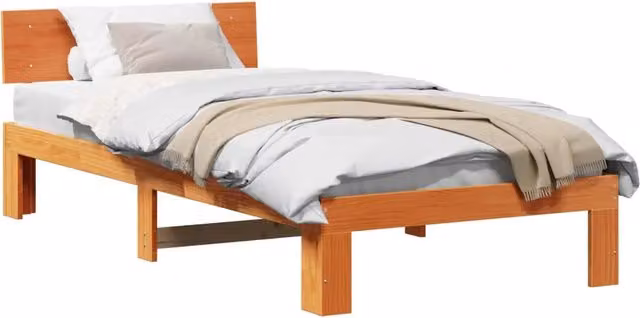 Struttura letto in pino massello vidaXL marrone cerato 90 x 200 cm