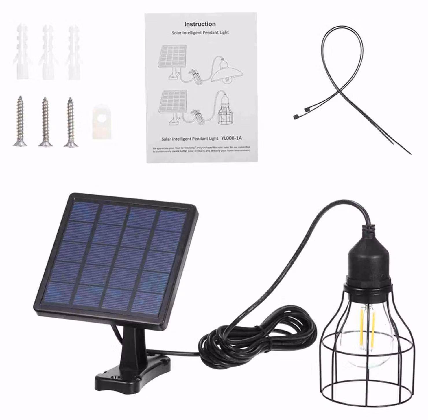 Lampada a sospensione solare, attacco E27, grado di protezione IP65, impermeabile, per uso esterno
