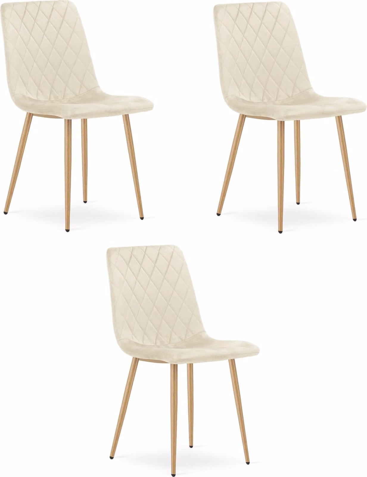 Sedia TURIN - velluto beige chiaro / gambe color legno x 3