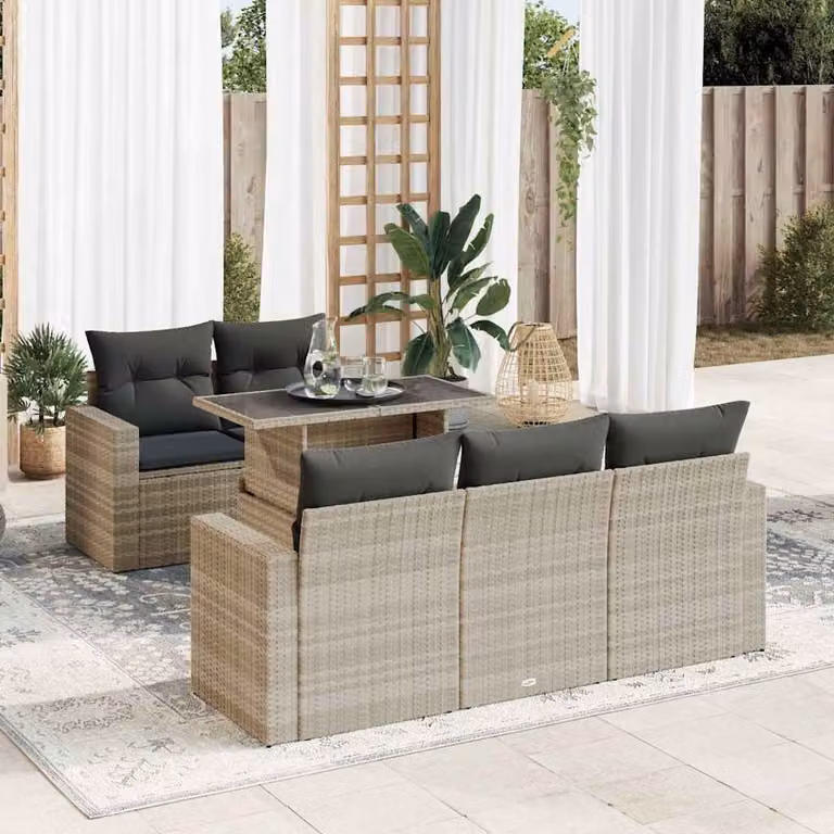 Maison Exclusive - Set Divano da Giardino 6pz con Cuscini Grigio Chiaro Polyrattan