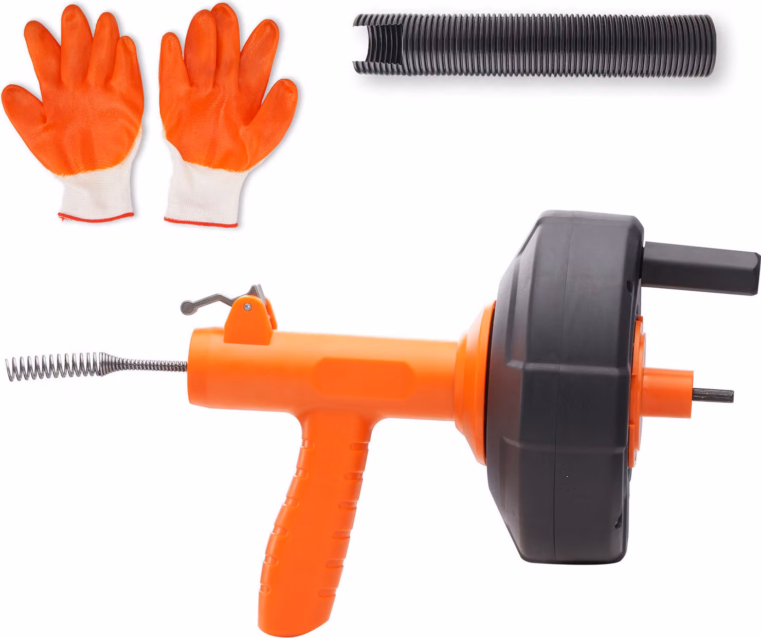 SucceBuy Spirale per la pulizia dei tubi da 25 piedi, spirale automatica per la pulizia dei tubi con attacco per trapano, rimuove le ostruzioni per cucina, bagno, doccia, lavandino con tubo protettivo e guanti