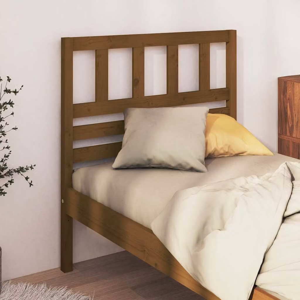 Testiera per letto vidaXL in legno di pino massiccio color marrone, stile rustico, L: 100 cm, H: 81 cm, P: 4 cm