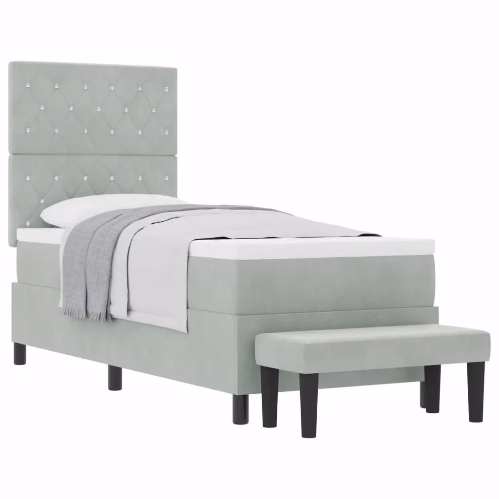 Letto a molle con materasso vidaXL in velluto grigio, L 80 x P 200 cm – 2