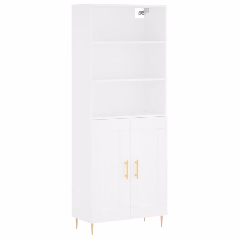 Credenza Bianca 69,5x34x180 cm in Legno Multistrato