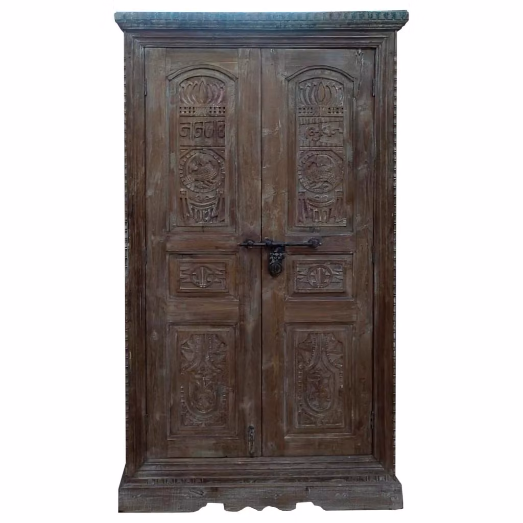 Armadio in legno Wanderlust Deco marrone con ante a battente L/P/H: 121 x 45 x 220 cm – 2