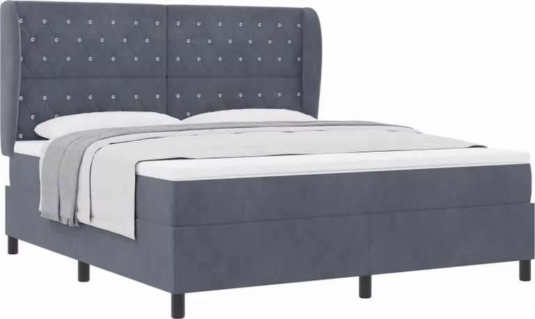 Letto a molle con materasso Grigio scuro 200 x 180 cm Velluto