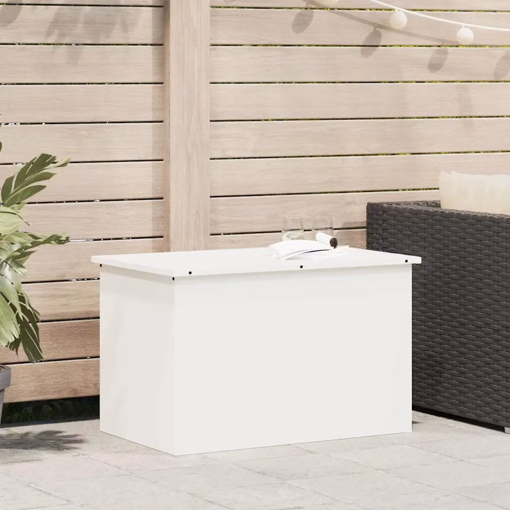 Cassa per cuscini da giardino vidaXL in acciaio zincato bianco L 80 cm x P 50,5 cm x H 50 cm